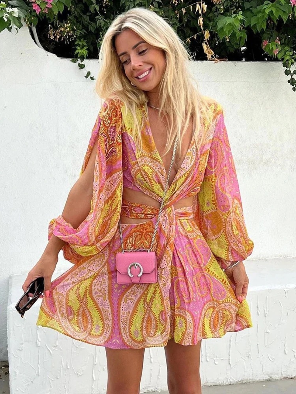 Multicolor printed cutout dress 7631/044